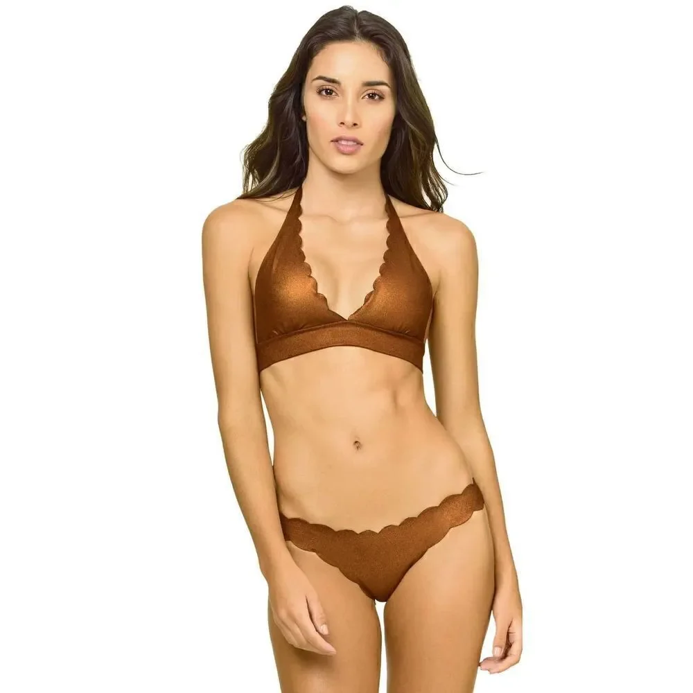 New. PilyQ Copper Reversible Wave bikini set. M-top/L-bottom. Runs small